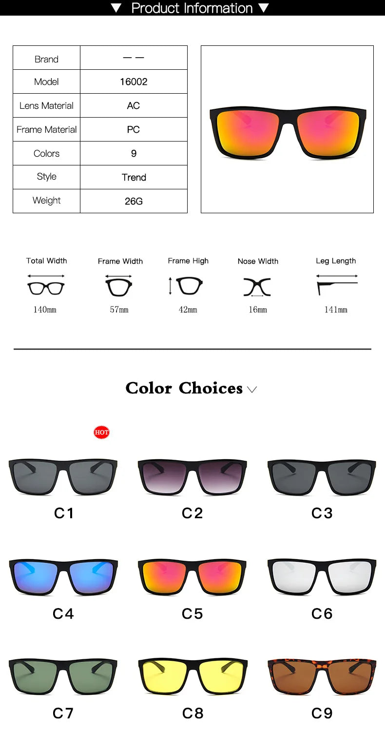 Fashion Sunglasses men Square sun Glasses Brand Designer UV400 protection Shades oculos de sol hombre glasses Driver Oculos