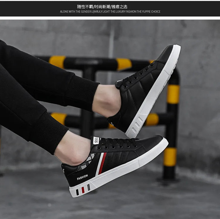 Zapatillas informales para hombre, zapatillas de skate, zapatillas planas de PU, zapatillas para estudiantes, zapatillas para actividades al aire libre, zapatillas urbanas, zapatillas con cordones para caminar, tallas grandes 48
