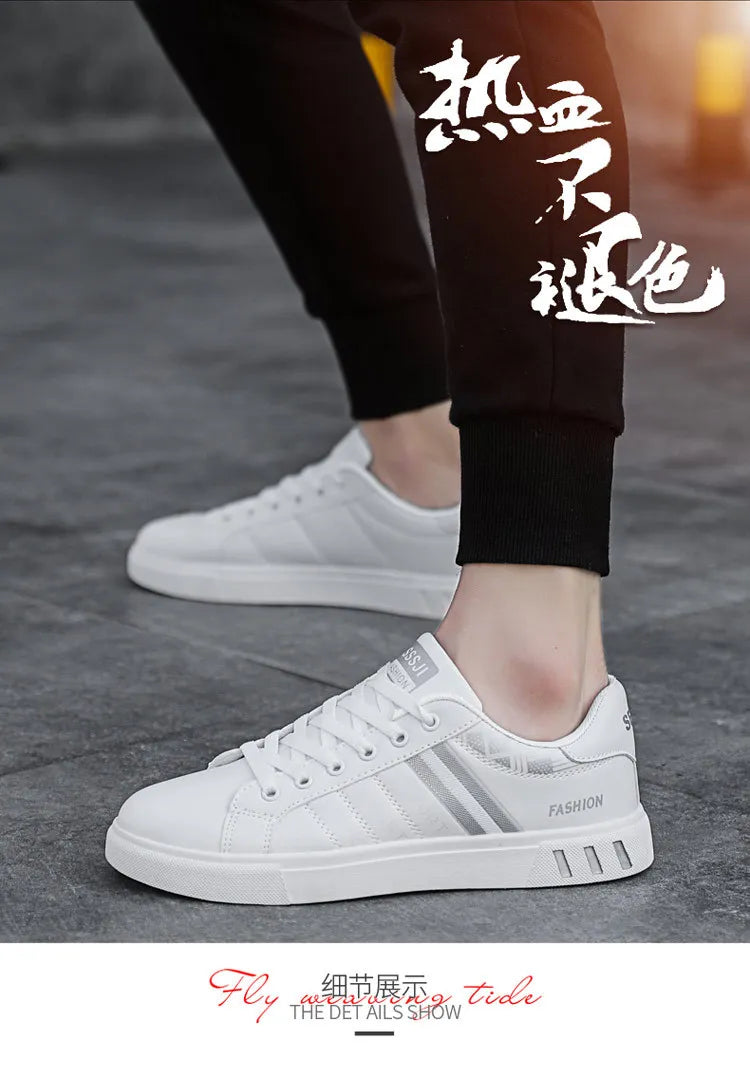 Zapatillas informales para hombre, zapatillas de skate, zapatillas planas de PU, zapatillas para estudiantes, zapatillas para actividades al aire libre, zapatillas urbanas, zapatillas con cordones para caminar, tallas grandes 48