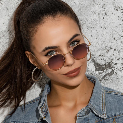 Fashion Round Vintage Sunglasses Women Men Gradient Sun Glasses For Female Retro Alloy Eyeglasses Gafas De Sol Shades