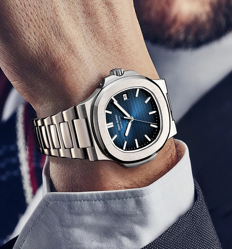 DIUDN DESIGN Men Luxury Watches Top Brand JAPAN Quartz Wristwatch Sport Business Stainless Steel Waterproof CLOCK reloj hombre