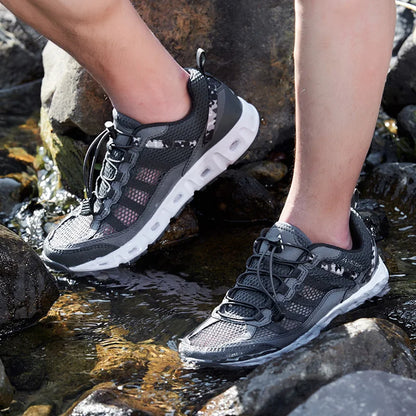 Zapatillas de malla transpirable para hombre, ligeras y cómodas, zapatillas deportivas de moda, con cordones, zapatos casuales, zapatos planos, zapatillas para hombre