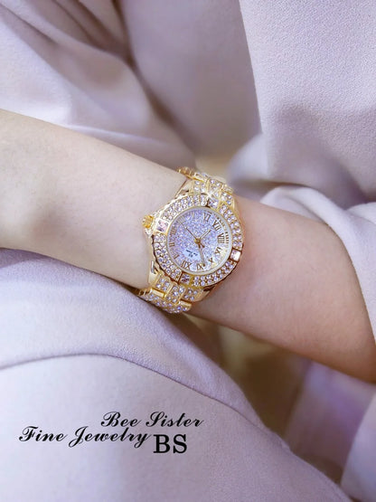 Women Watches Diamond Gold Watch Ladies Wrist Watches Luxury Brand Rhinestone Women's Bracelet Watches Female Relogio Feminino