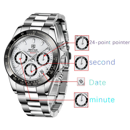 Relojes Hombre 2026 BENYAR New  Watches Men Luxury Brand Chronograph Male Sport Watches Waterproof Stainless Steel Quartz  Watch