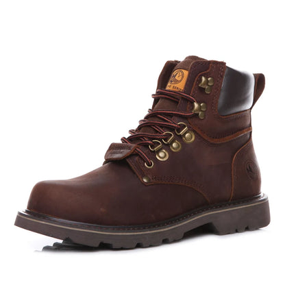 KOWM Cowhide Outdoor Men Hiking Shoes Waterproof Tactical Desert Shoes Hunting Boots Snow Boots Fur Sneakers Women Trekking Shoes