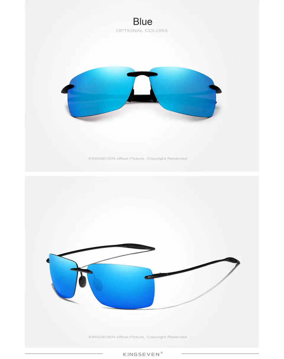 KINGSEVEN TR90 Rimless Sunglasses Men Ultralight High Quality Square Frameless Sun Glasses For Women Brand Designer Mirror Lens