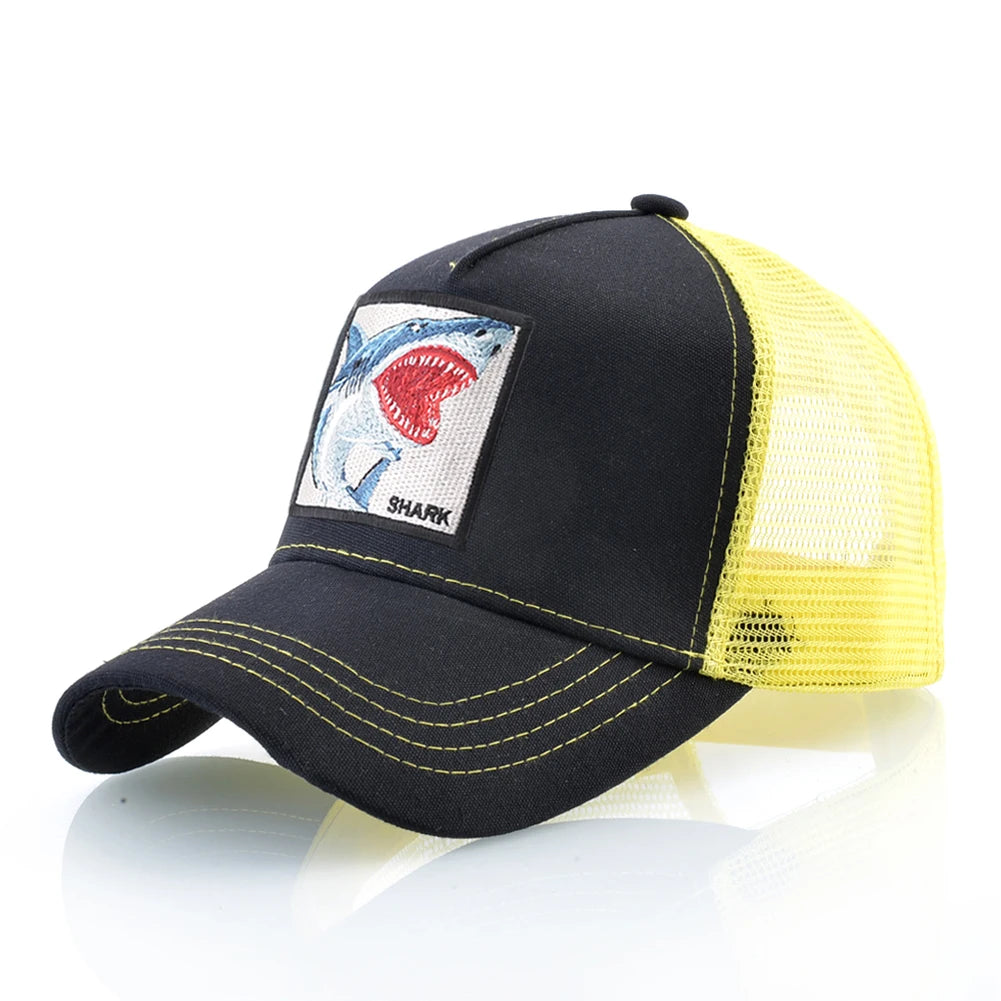 Trucker Caps Men Women Streetwear Hip Hop Baseball Cap With Shark Embroidery Patch Snapback Drake Bones Casquette Four Seasons