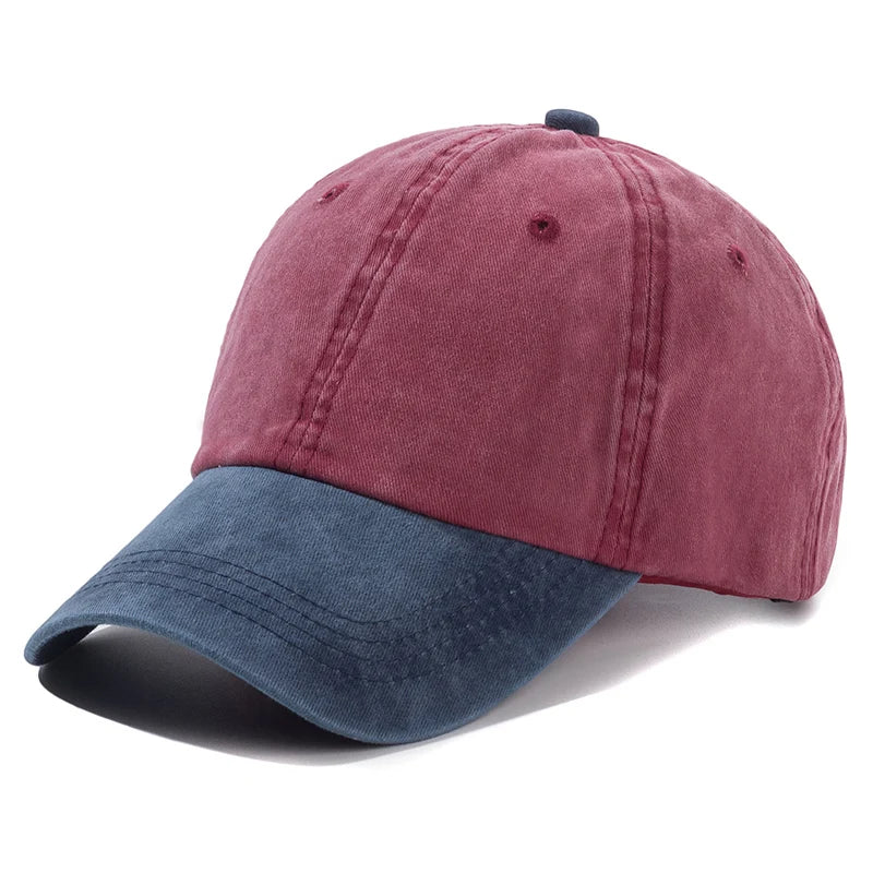 Hot Sale Unisex Cap Two-color Stitching Washed Cotton Baseball Cap Men & Women Casual Adjustable Outdoor Hats