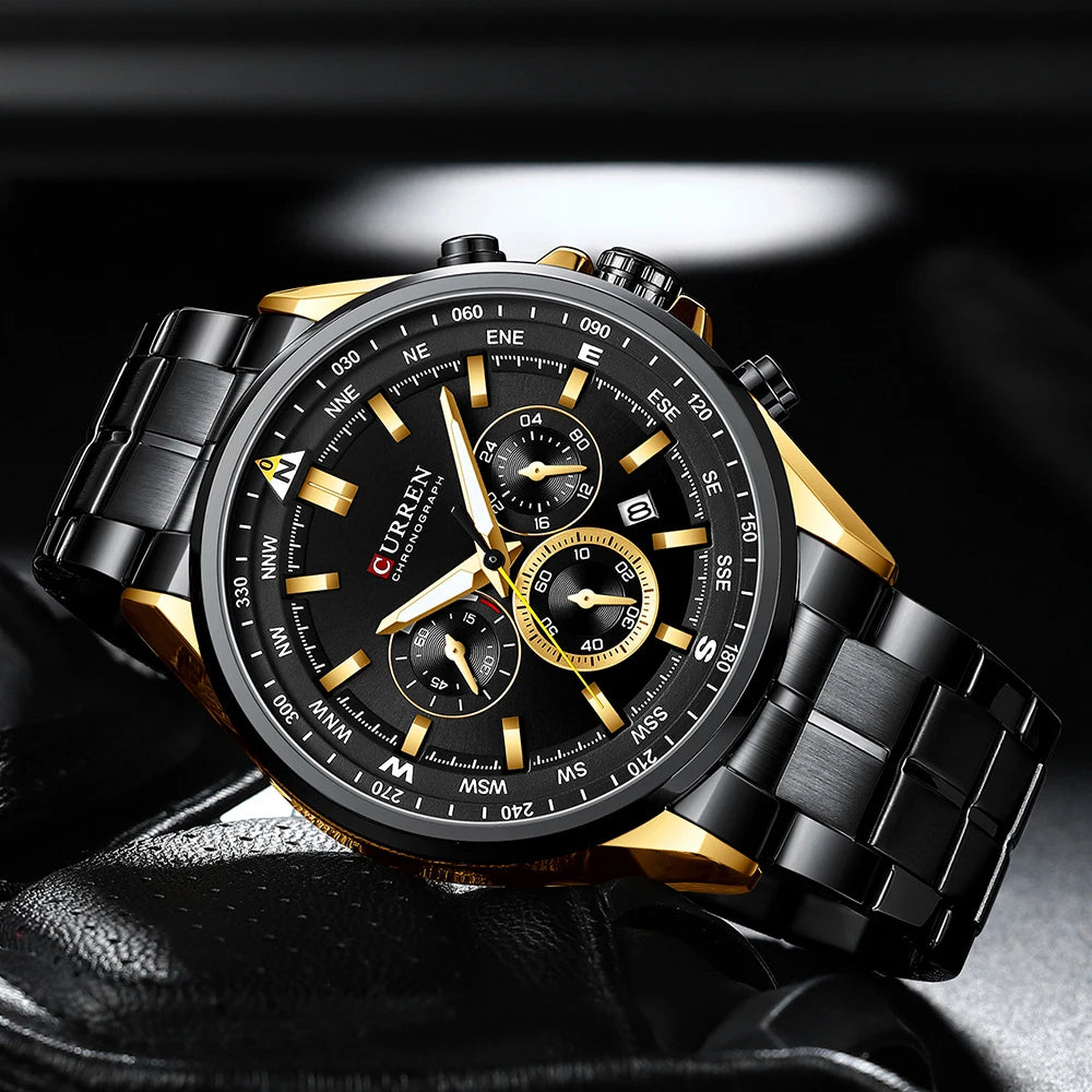 Montre pour homme CURREN – Montre tendance de grande marque, modèle de luxe, étanche, en acier, style sportif, chronographe à quartz