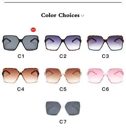 Fashion Women Oversize Sunglasses Gradient Plastic Brand Designer Female Sun Glasses Uv400