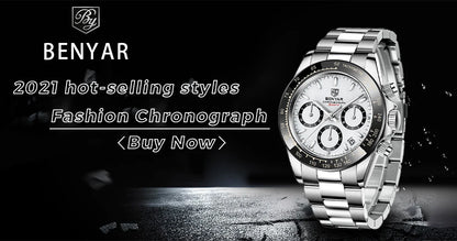 Relojes Hombre 2026 BENYAR New  Watches Men Luxury Brand Chronograph Male Sport Watches Waterproof Stainless Steel Quartz  Watch