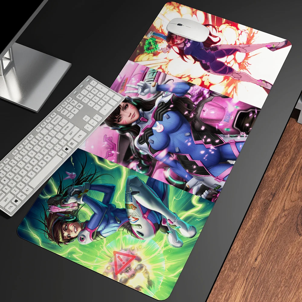 XXL Gaming Anime -hiirimatto, suuri hiirimatto, tyttöaiheinen näppäimistö- ja tietokone-PC-pöytämatto reunalla, Overwatch-/CS:GO-pelaajille