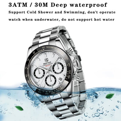 Relojes Hombre 2026 BENYAR New  Watches Men Luxury Brand Chronograph Male Sport Watches Waterproof Stainless Steel Quartz  Watch