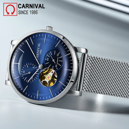 Montre mécanique pour homme Carnival – Montre-bracelet automatique de luxe avec verre saphir