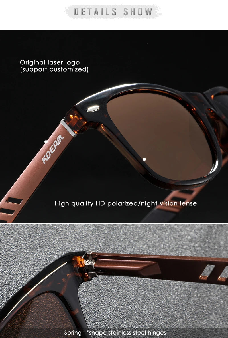 KDEAM Photochromic and Polarized Sunglasses Men Navigational Aluminum Magnesium Frame Men's Glasses UV400 Night Vision Goggles