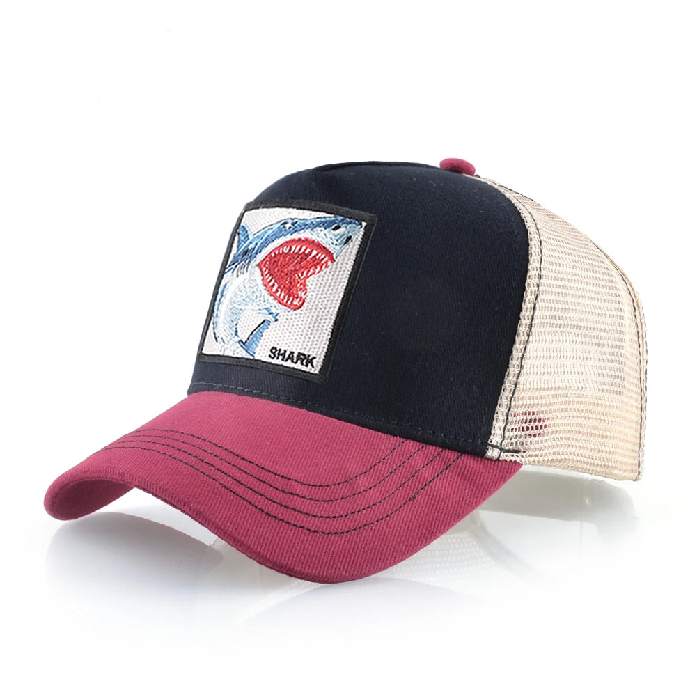 Trucker Caps Men Women Streetwear Hip Hop Baseball Cap With Shark Embroidery Patch Snapback Drake Bones Casquette Four Seasons