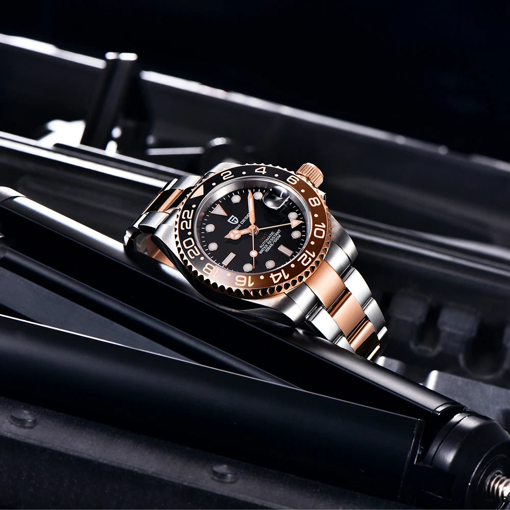 2026 New PAGANI DESIGN Luxury Men Mechanical Watches Stainless Steel GMT Watch Top Brand Sapphire Glass Men Watch reloj hombre