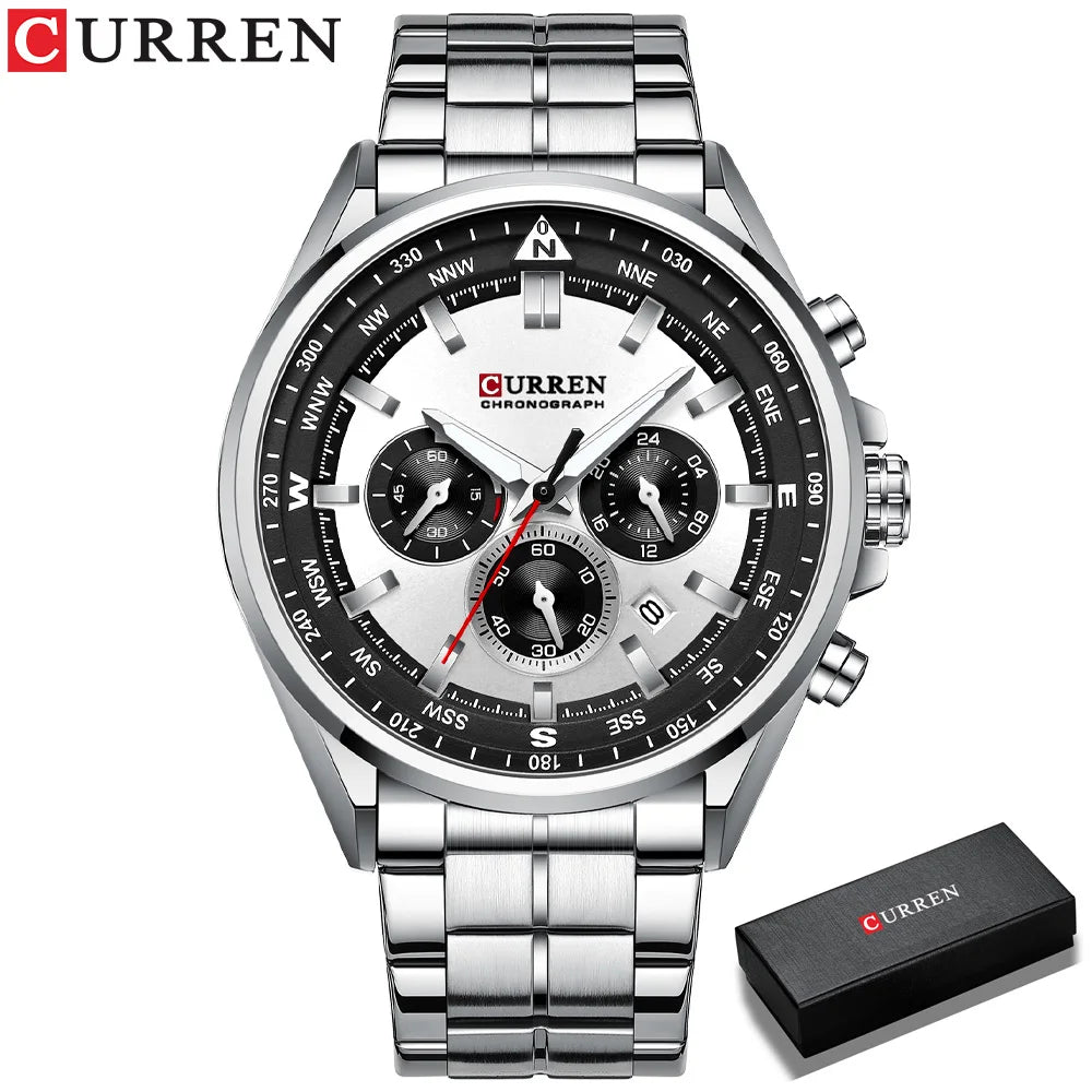 Montre pour homme CURREN – Montre tendance de grande marque, modèle de luxe, étanche, en acier, style sportif, chronographe à quartz