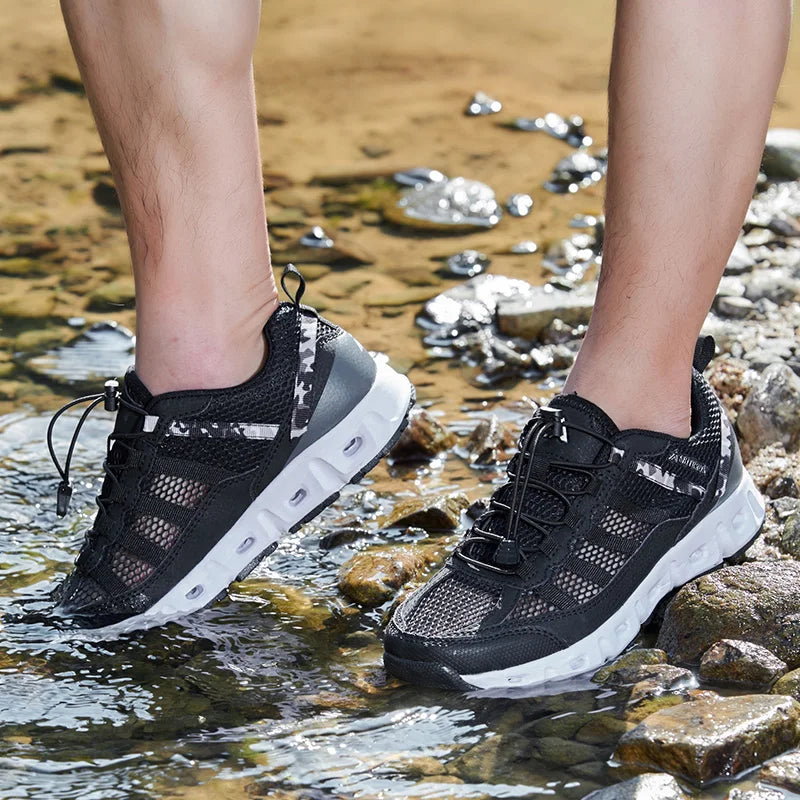 Zapatillas de malla transpirable para hombre, ligeras y cómodas, zapatillas deportivas de moda, con cordones, zapatos casuales, zapatos planos, zapatillas para hombre