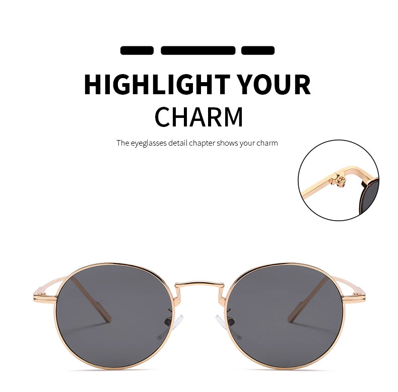 Fashion Round Vintage Sunglasses Women Men Gradient Sun Glasses For Female Retro Alloy Eyeglasses Gafas De Sol Shades