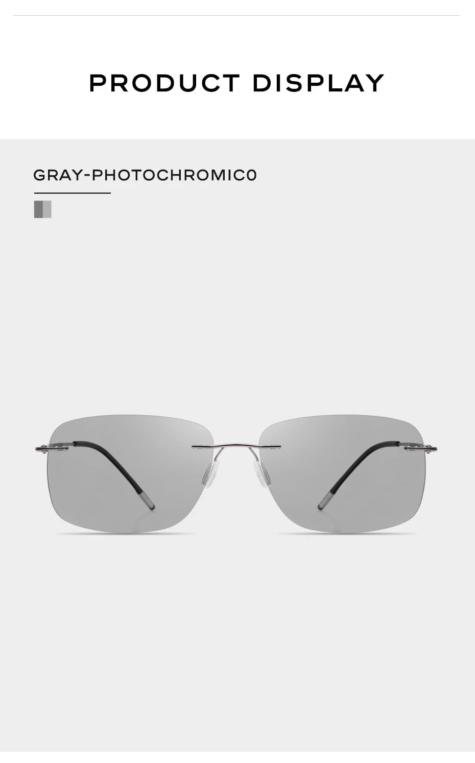 CAPONI Square Sun Glasses For Men Photochromic Polarized Rimless Sunglasses Classic Design High Quality Eyewear UV400 BS7467