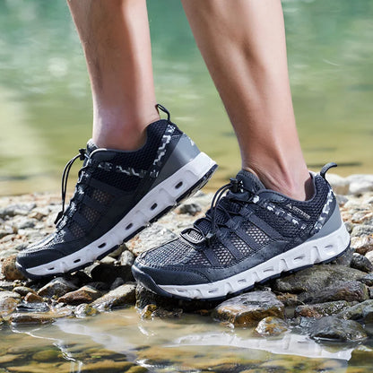 Zapatillas de malla transpirable para hombre, ligeras y cómodas, zapatillas deportivas de moda, con cordones, zapatos casuales, zapatos planos, zapatillas para hombre