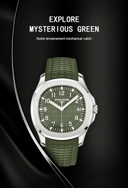 Specht&Sohne Brand Automatic Mechanical Watches Sports Wristwatches Green Sapphire Luminous 50M Waterproof  Relogio Masculino