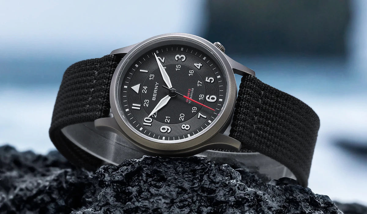 BERNY Full Titanium Watches for Men Outdoor Quartz Men's Field Wristwatch VH31 Super Luminous Sapphire Easy Read Watch