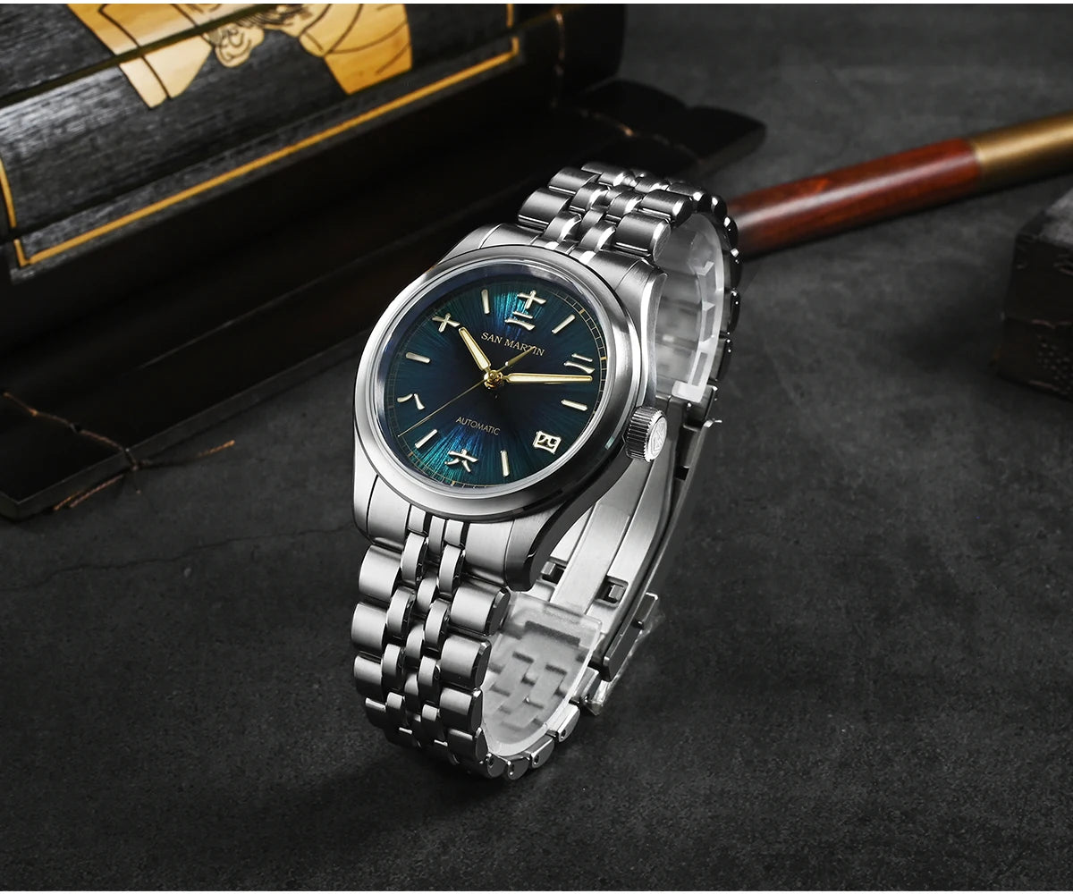 San Martin New 39mm Gada Watch Chinese Style Original Design Sunburst JianZhan Miyota 90S5 Men Dress Automatic Mechanical SN0144