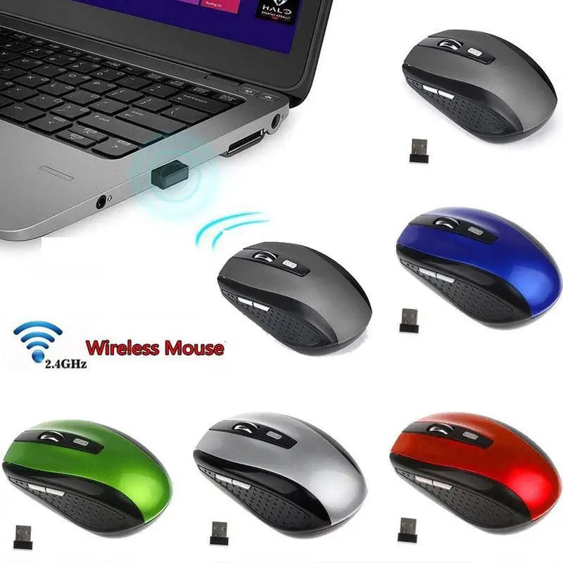 2.4GHz trådlös optisk mus med USB-mottagare för gamers, 6 knappar, för dator, PC och laptop, tillbehör