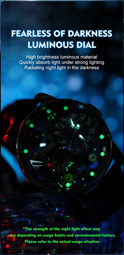 HANBORO Celestial Series 12 Constellation Men's Fully Automatic Mechanical Watch with Starry Sky Night Light Trend Watch