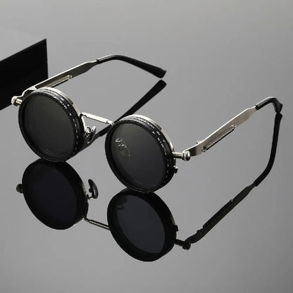 Punk ND9 Anti-UV Sunglasses Round Retro Adjustable Dimming Sunglasses with Glasse Case 9 Level Dimming Anti-UV Glasses Driving