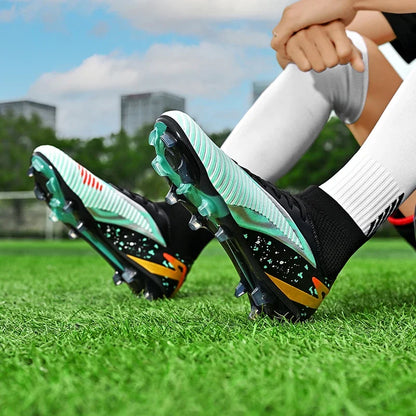Chaussures de football pour hommes, chaussures de sport, chaussures de futsal à tige haute, chaussures de football de haute qualité pour l'intérieur, antidérapantes, pour l'entraînement en extérieur, crampons ultra-lég