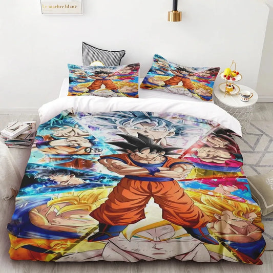 Conjunto de capa de edredão Goku Dragon Ball para adolescentes, capa de edredão para crianças e rapazes, melhores presentes, decoração de quarto Queen e King