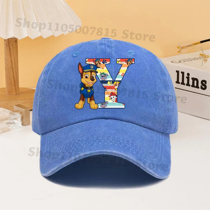 Paw Patrol Fashion Baseball Cap for Men Women Cartoon Letter A-Z Printed Peaked Caps Male Female Summer Hip Hop Sunshade Hat