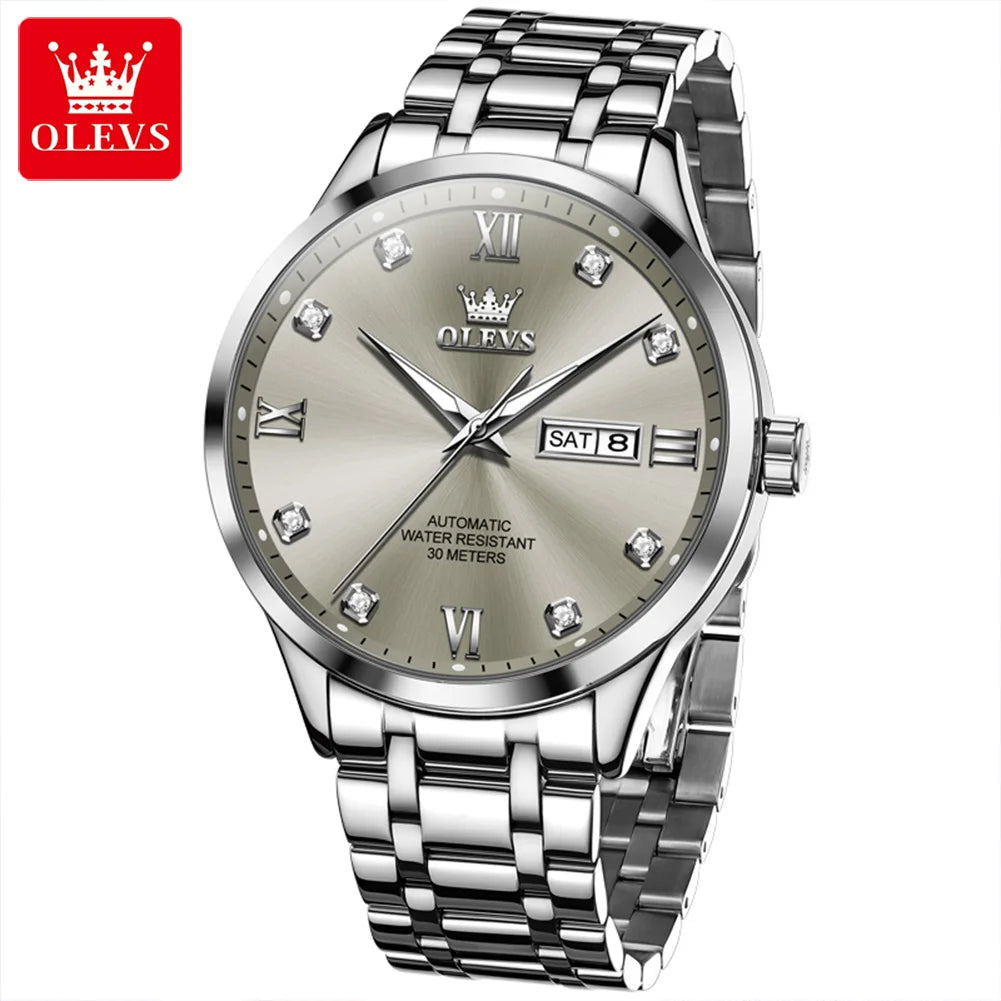 Relógio automático para homem OLEVS 9946 – Relógio de pulso mecânico de luxo, equipado com calendário e indicação da data, ideal para homens de negócios.