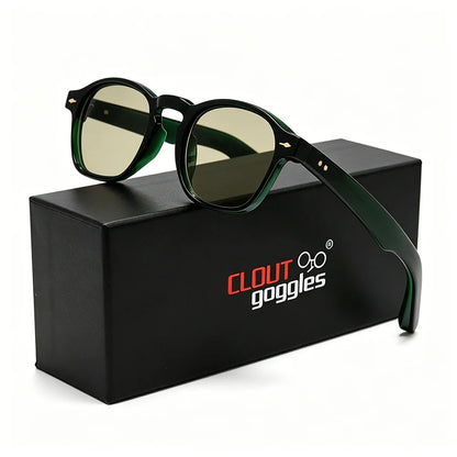 CLOUT GOGGLES Fashion Personality Rivet Sunglasses Women Men Square Frame Outdoor Travel Ultraviolet Protection Sun Glasses