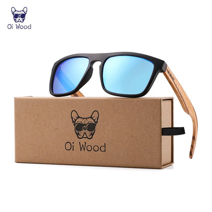 Oi Wood Women Sun glasses Square Sunglasses Wooden Eyeglasses polarized Red Lenses Mens Glasses