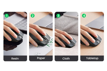 Bezdrátová myš UGREEN Bluetooth 5.0, ergonomická myš 4000 DPI se 6 tichými tlačítky pro MacBook, tablet, notebook, počítač PC, 2.4G myš