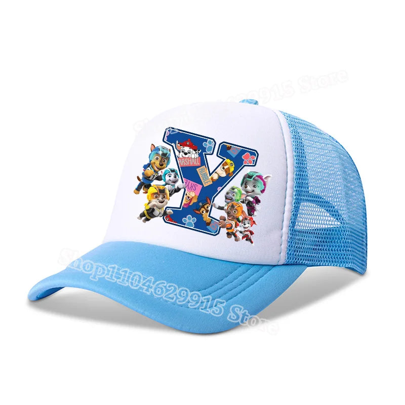 Paw Patrols Baseball Cap Boys Girls Cartoon Anime Chase Skye A-Z Letters Print Hat Summer Athleisure Adjustable Casual Hats Gift
