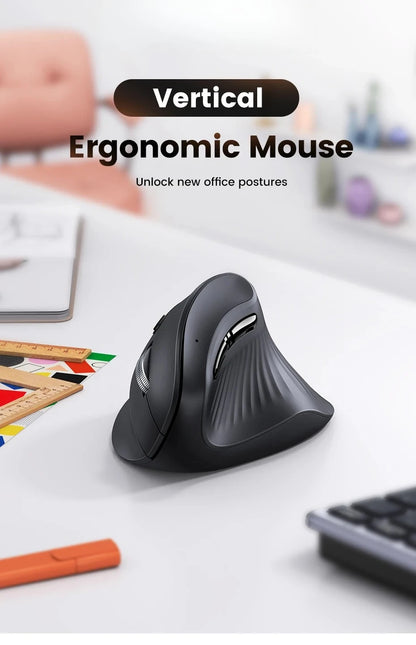 Trådløs mus Bluetooth 5.0 2.4G ergonomisk 4000DPI med 6 lydløse knapper til MacBook, tablet, bærbare computere, computer og PC