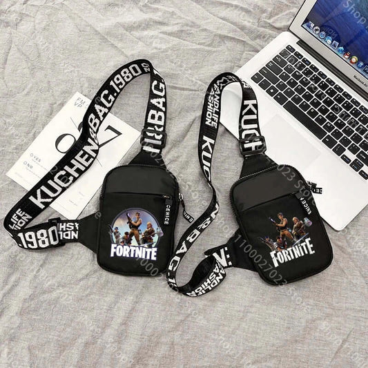 Mala de Ombro para Adultos Fortnites, Desportiva e Casual, Leve, Mini Bolsa para Telemóvel com Figura de Jogo em Estilo Cartoon, Mala Transversal de Peito para Homem, Presente