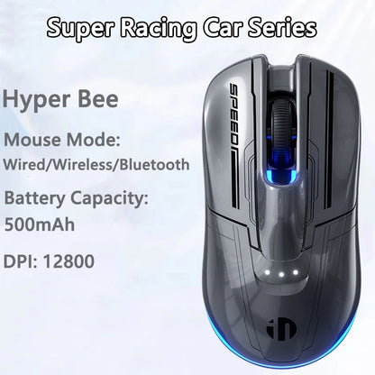 Bezdrátová Bluetooth herní myš INPHIC Super Racing Car Series s baterií 500mA, zobrazením stavu baterie a přizpůsobitelnými světelnými efekty