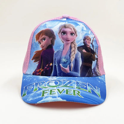 Disney Princess Elsa Anna Sofia Frozen Anime Figure Baseball Cap Terylene Peaked Cap Hat Cartoon Girl Kid's Headwear Gifts