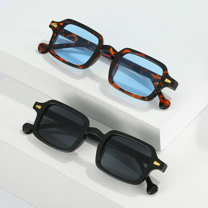 Fashion Square Sunglasses Women New Retro Rivets Decoration Glasses  Men Leopard Blue Sun Glasses Gradient Shades UV400