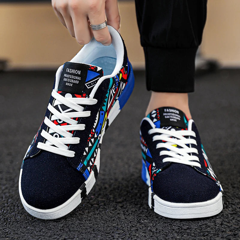 YRZL skateboard-sko til mænd, sneakers i kanvas, afslappede og åndbare gåsko, lette flade sko til mænd, trendy streetwear-sportssko
