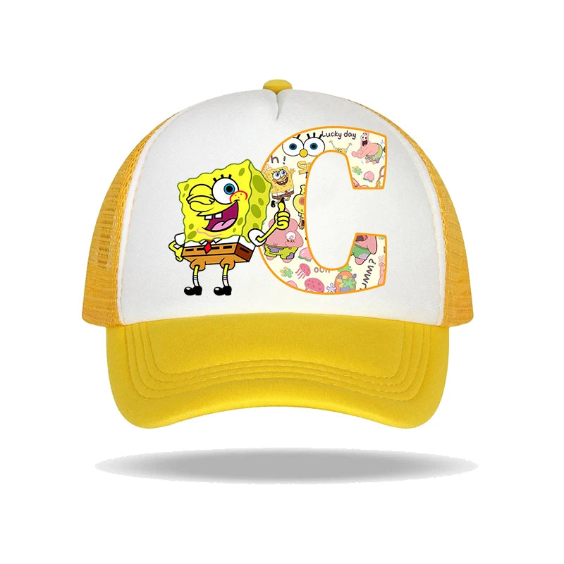 SpongeBob SquarePants basebollkeps för barn och vuxna med bokstavstryck, solhattar, anime, tecknad film, justerbara kepsar med skärm, sommarhattar, vardagshattar, ny