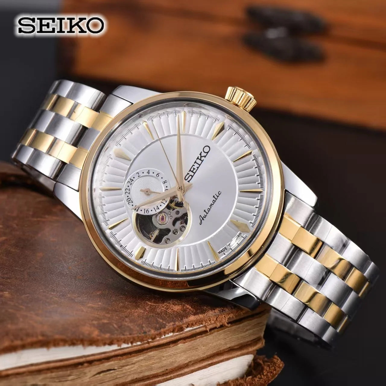Seiko's new men's and women's business mechanical wristwatch, casual classic stainless steel strap, fashionable couple's watch