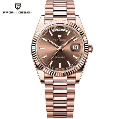 Montre PAGANI DESIGN DD40 pour homme – Modèle en or rose, montre-bracelet mécanique de luxe, mouvement automatique, verre saphir avec traitement antireflet, étanche