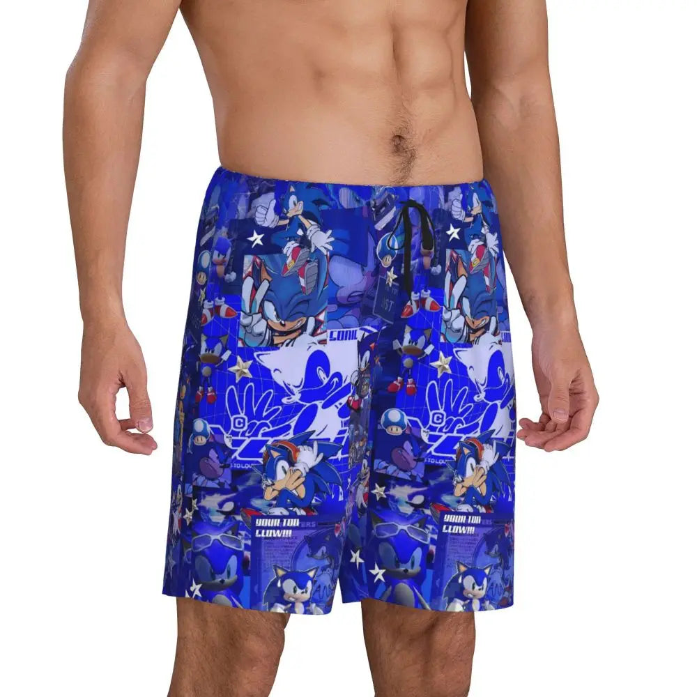 Custom Shadow The Hedgehog Sonic Poster Short Pajama Pants Men Sleepwear Sleep Lounge Bottom Shorts Sleeping Pants